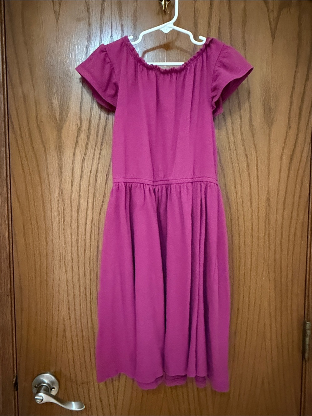 jumping beans UEC girls size 10 Magenta Flutter Sleeve Texture Dress